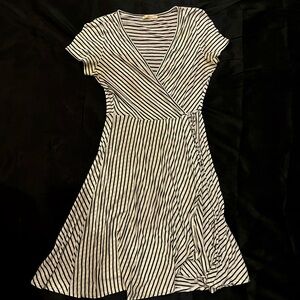 Striped Black and White Wrap Dress